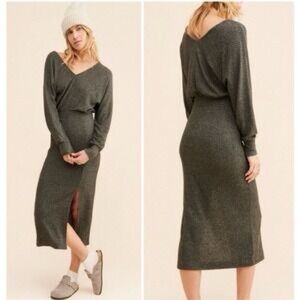 Anthropologie Daily Practice Midi Knit Sweater Dress Warm Cozy Capsule Comfy xs
